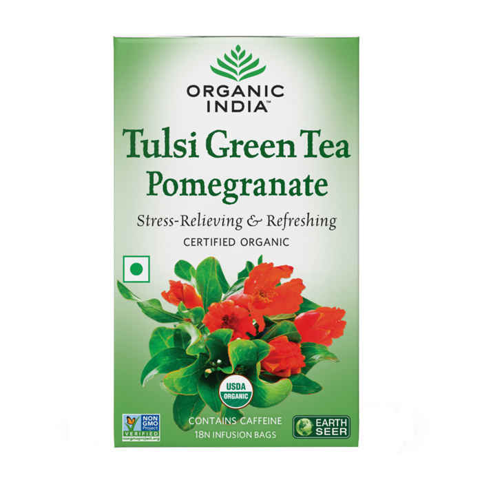 Buy Organic India Tulsi Green Tea Pomeogranate 25 Tea Bags - Purplle