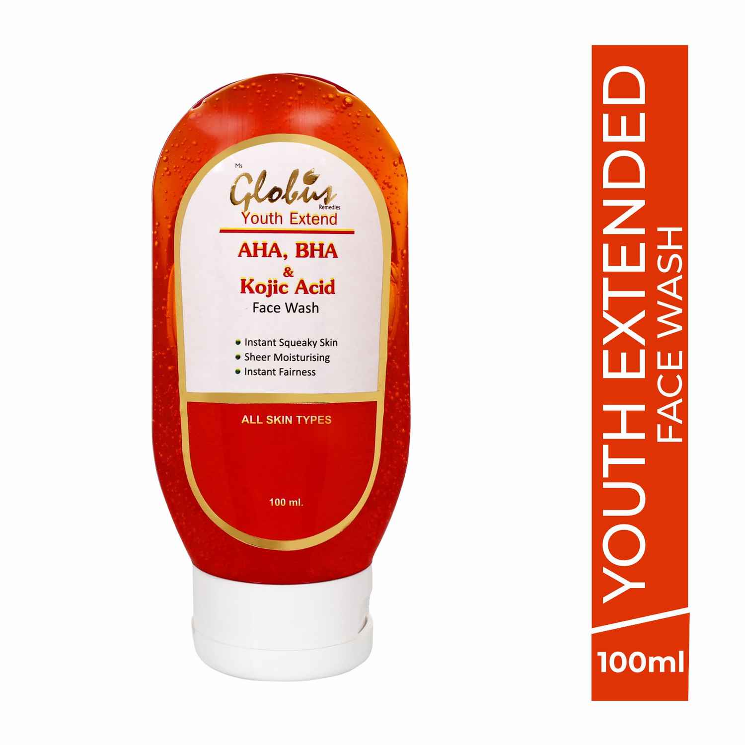 Buy Globus Remedies Youth Extend Aha, Bha & Kojic Acid Face Wash 100 ml - Purplle