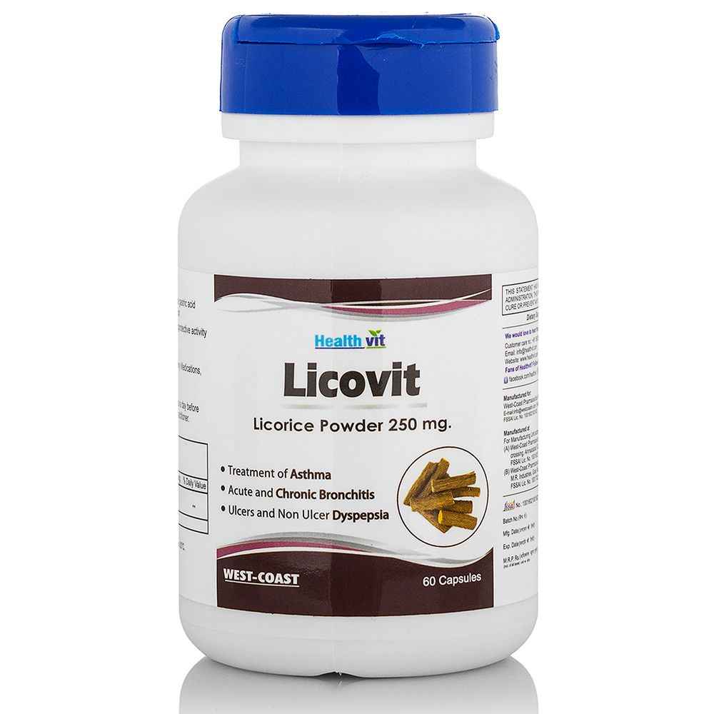 Buy Healthvit Licovit Licorice Powder 250 Mg 60 Capsules (Pack Of 2) - Purplle