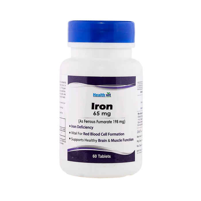 Buy Healthvit Iron Ferrous Fumarate 65Mg 60 Tablets - Purplle