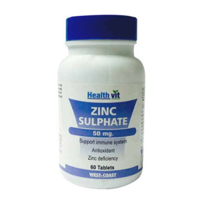 Buy Healthvit Zinc Sulphate 50Mg 60 Tablets - Purplle