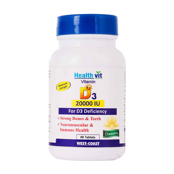 Buy Healthvit Vitamin D3 20000 Iu Maximum Strength 60 Tablets - Purplle