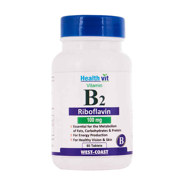 Buy Healthvit Vitamin B2 Riboflavin 100 Mg 60 Tablets - Purplle