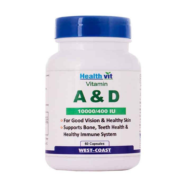 Buy Healthvit Vitamin A & D 10000/400 Iu (60 Capsules) - Purplle