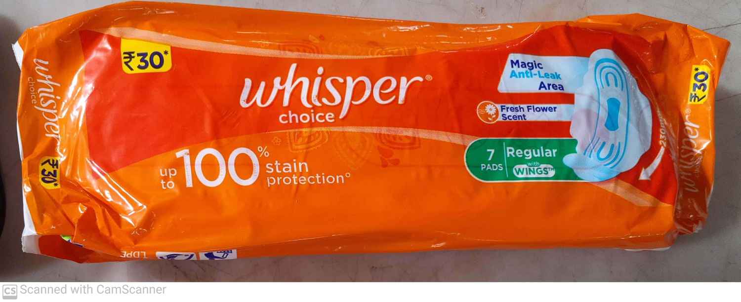 Buy Whisper Choice Regular with wings 7 Pads Sanitary - Purplle