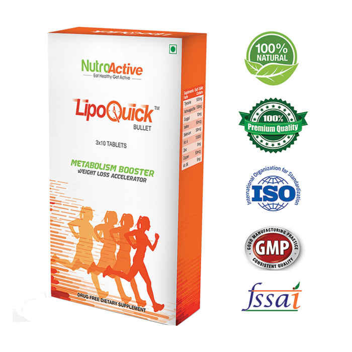 Buy NutroActive LipoQuick Bullet 30 tablets, fat burner, thyroid supplement ,weight management product (30 Tablets) - Purplle