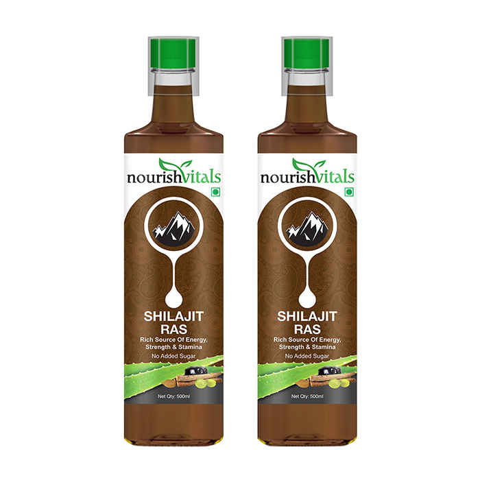 Buy Nourish Vitals Shilajit Ras Juice (500 ml) (With Aloe Vera) - Rich Source of Energy, Strength & Stamina (Pack of 2) - Purplle