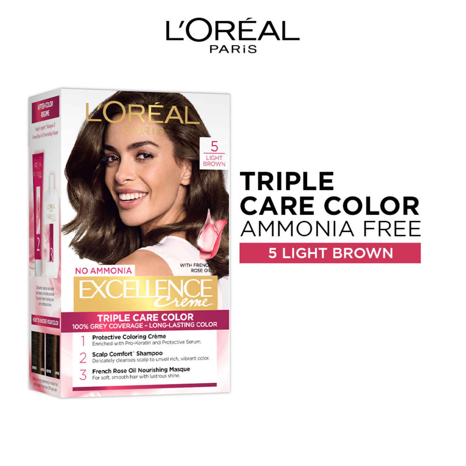 Buy L'Oreal Paris Excellence Creme Hair Color - Natural Brown 5 (72 ml + 100 g) - Purplle