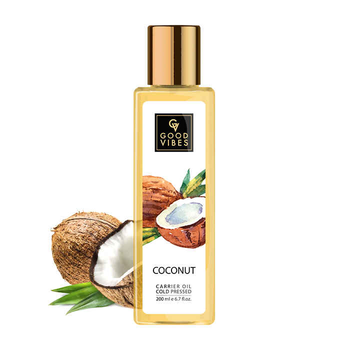 Buy Good Vibes Coconut 100% Pure Coldpressed Carrier Oil | Hair Growth, Anti-Ageing, Hydrating | No Parabens, No Sulphates, No Mineral Oil (200 ml) - Purplle
