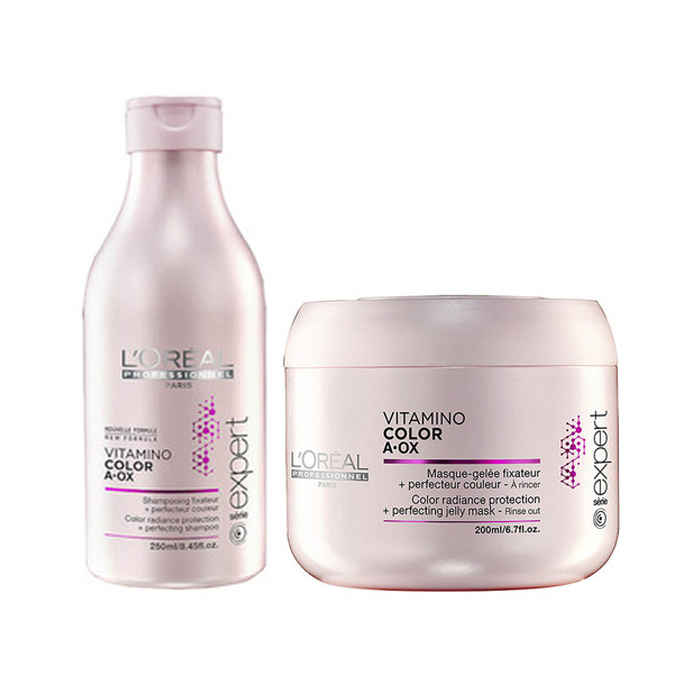 Buy L'Oreal Professionnel Vitamino A-OX Color Protecting Shampoo (300 ml)+ L'Oreal Professionnel Vitamino Color A-OX Color Radiance Protection Masque (250 ml) - Purplle