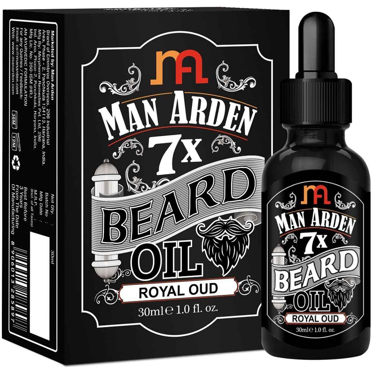 Buy Man Arden 7X Beard Oil (Royal Oud), 7 Premium Oils Supports Beard Growth & Nourishment (30 ml) - Purplle