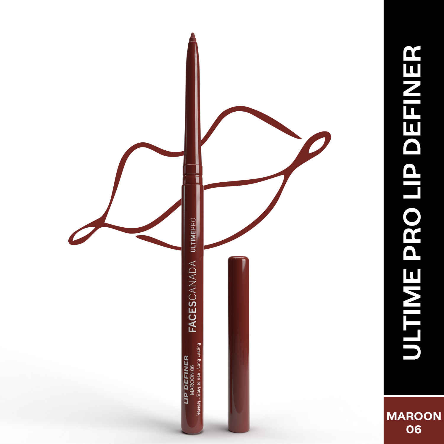 Buy FACES CANADA Ultime Pro Lip Definer - Maroon,0.35 gm | Extremely Soft & Gliding | Anti-Feathering & Lightwear | High Coverage | Waterproof | Retractable Twist Format - Purplle