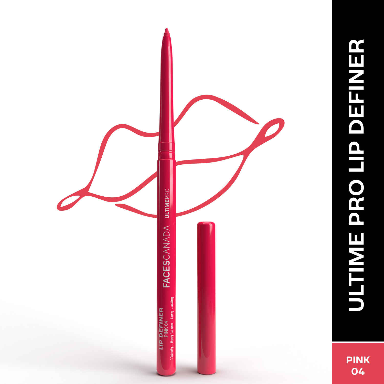 Buy FACES CANADA Ultime Pro Lip Definer - Pink,0.35 gm | Extremely Soft & Gliding | Anti-Feathering & Lightwear | High Coverage | Waterproof | Retractable Twist Format - Purplle