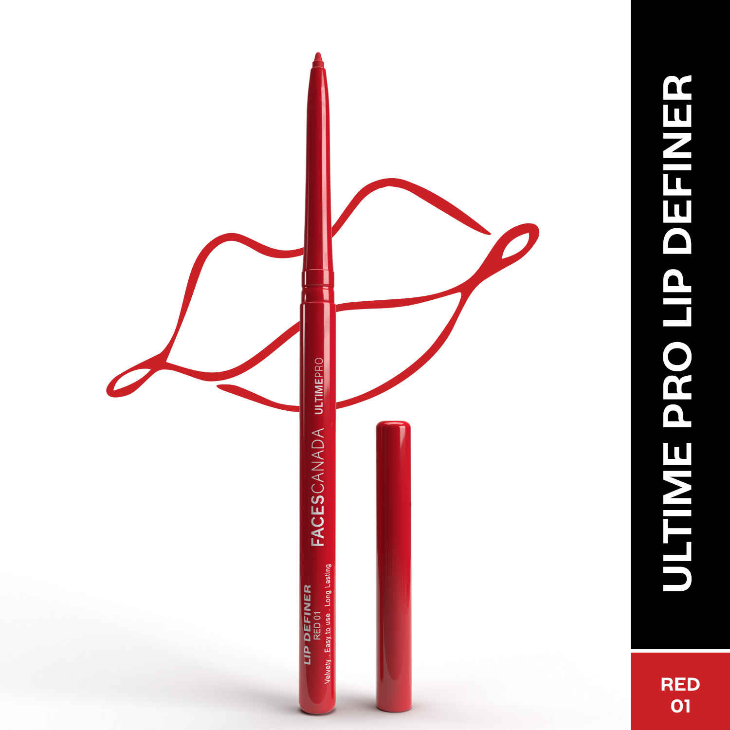 Buy FACES CANADA Ultime Pro Lip Definer - Red,0.35 gm | Extremely Soft & Gliding | Anti-Feathering & Lightwear | High Coverage | Waterproof | Retractable Twist Format - Purplle