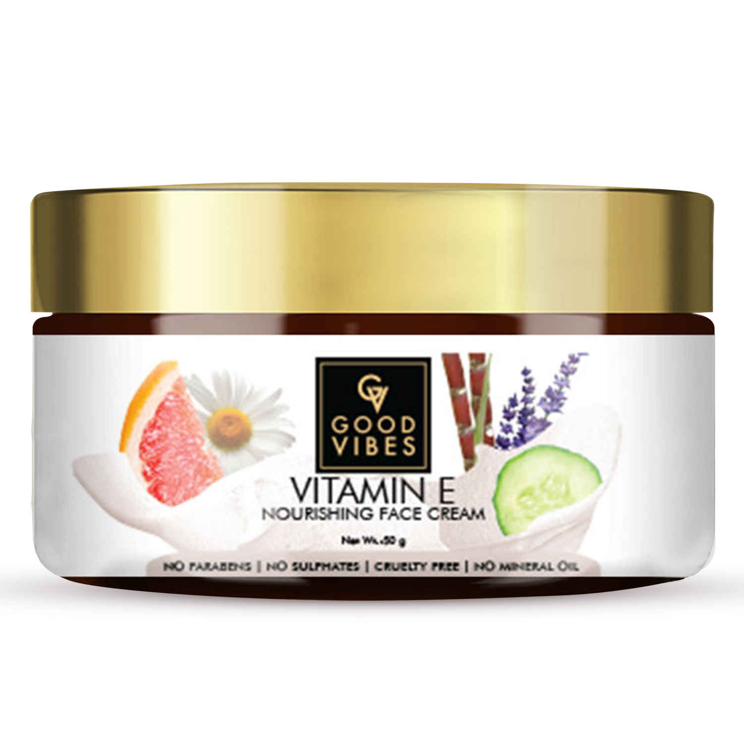 Buy Good Vibes Vitamin E Nourishing Face Cream | Antioxidant, Hydrating, Repairs Skin| No Parabens, No Sulphates, No Mineral Oil, No Animal Testing (50 g) - Purplle