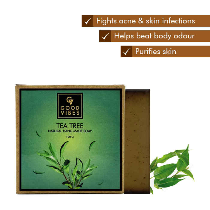 Buy Good Vibes Natural Hand Made Soap - Tea Tree (100 gm) - Purplle