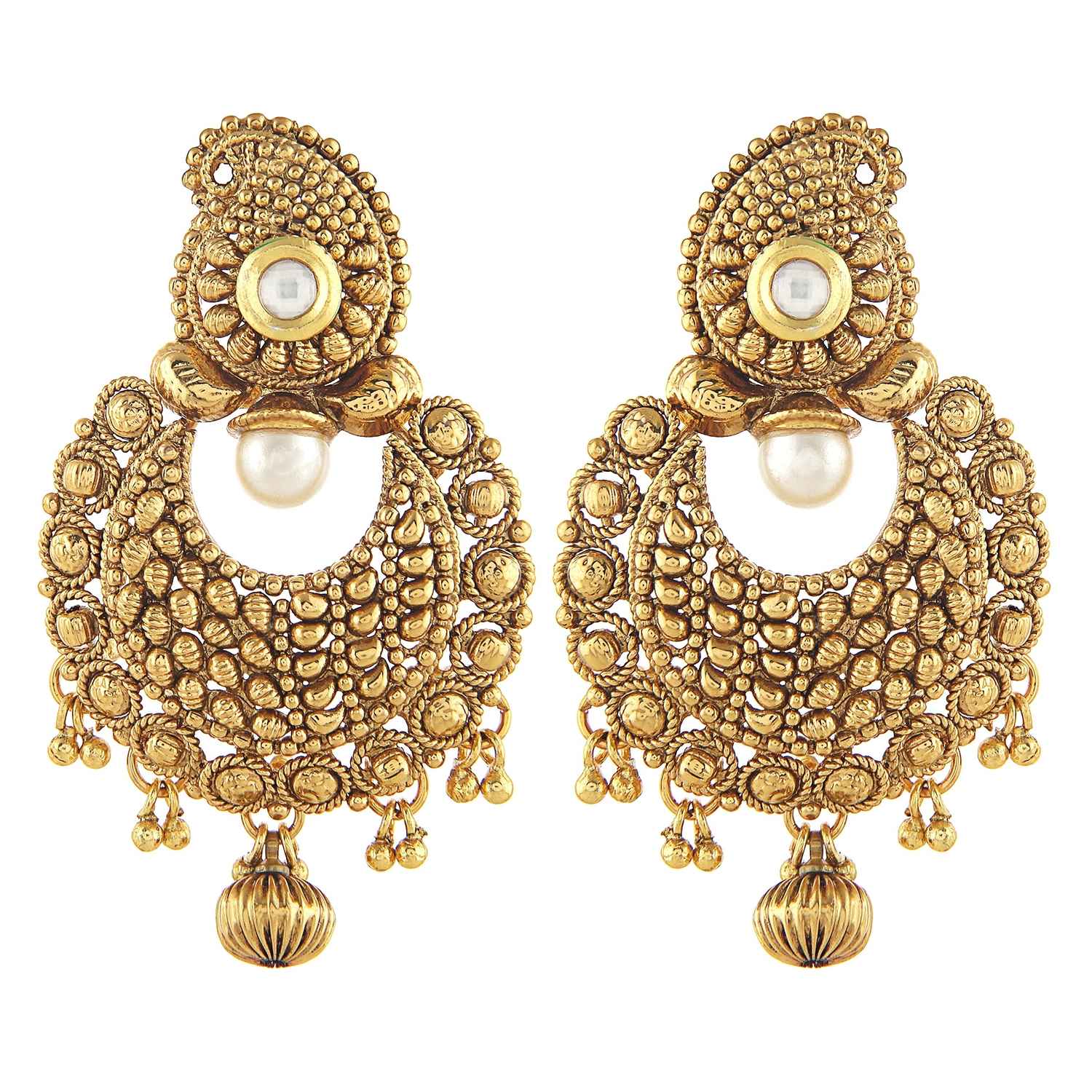 Buy Crunchy Fashion Golden Drop Earring - Purplle