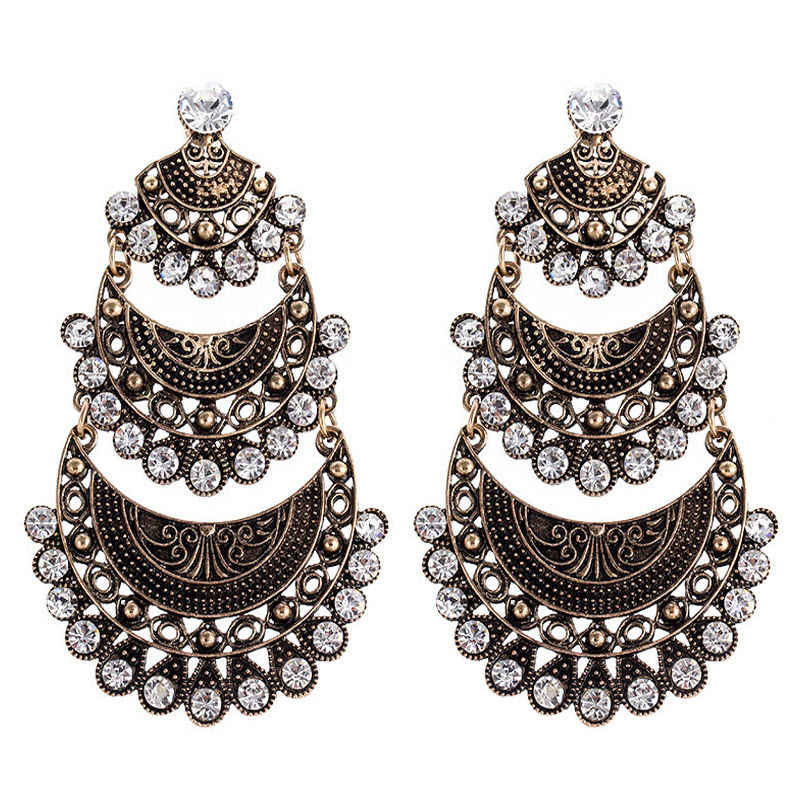 Buy Crunchy Fashion "The Tribal Muse" Collection Boho Style Carved Flower Antique Gold Earrings - Purplle