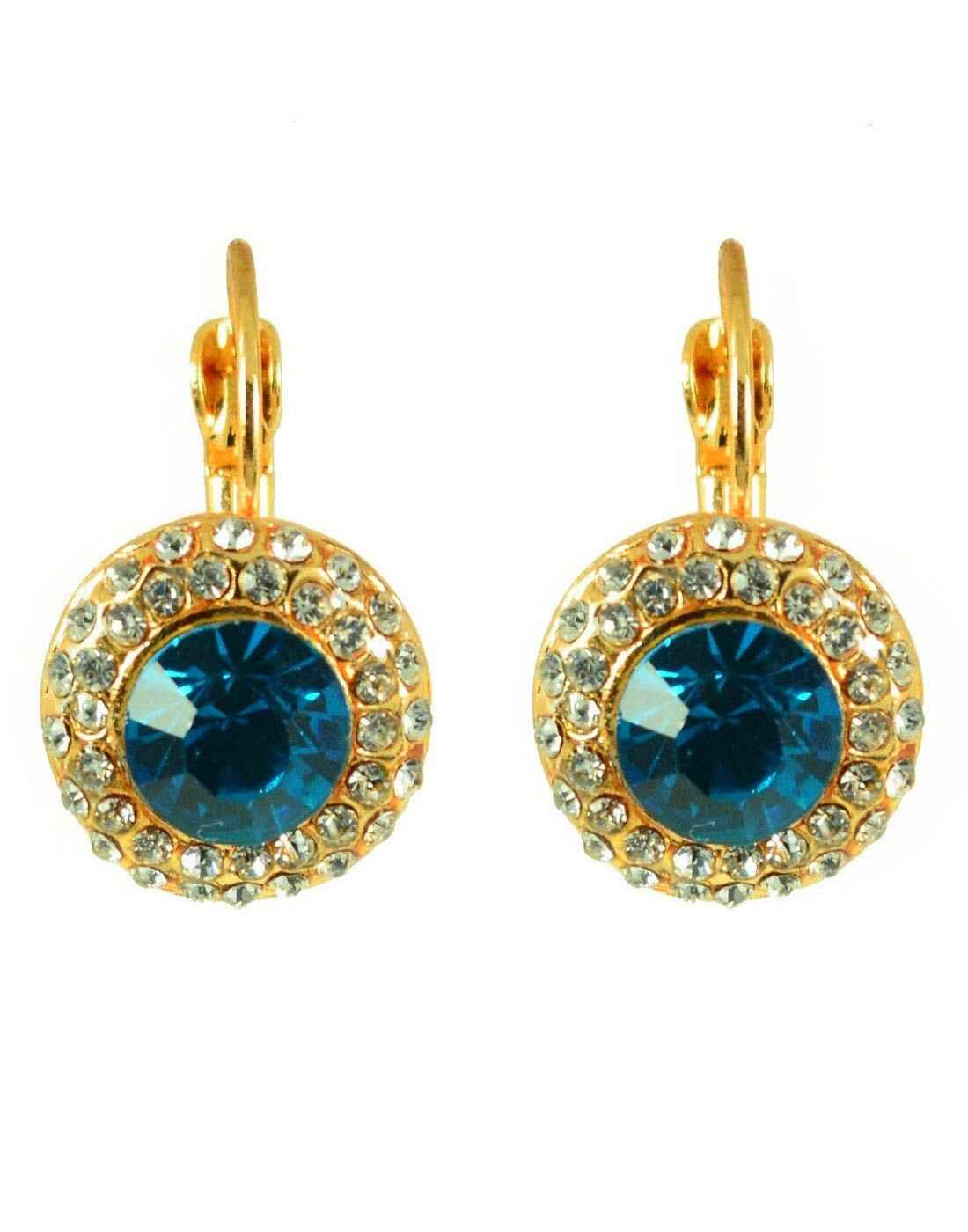 Buy Crunchy Fashion Austrian Crystal Blue-Gold Stud Earrings - Purplle