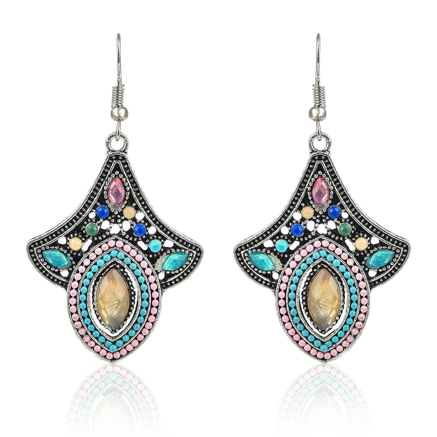 Buy Crunchy Fashion Bohemian Beaded Fan Shaped Earrings - Purplle