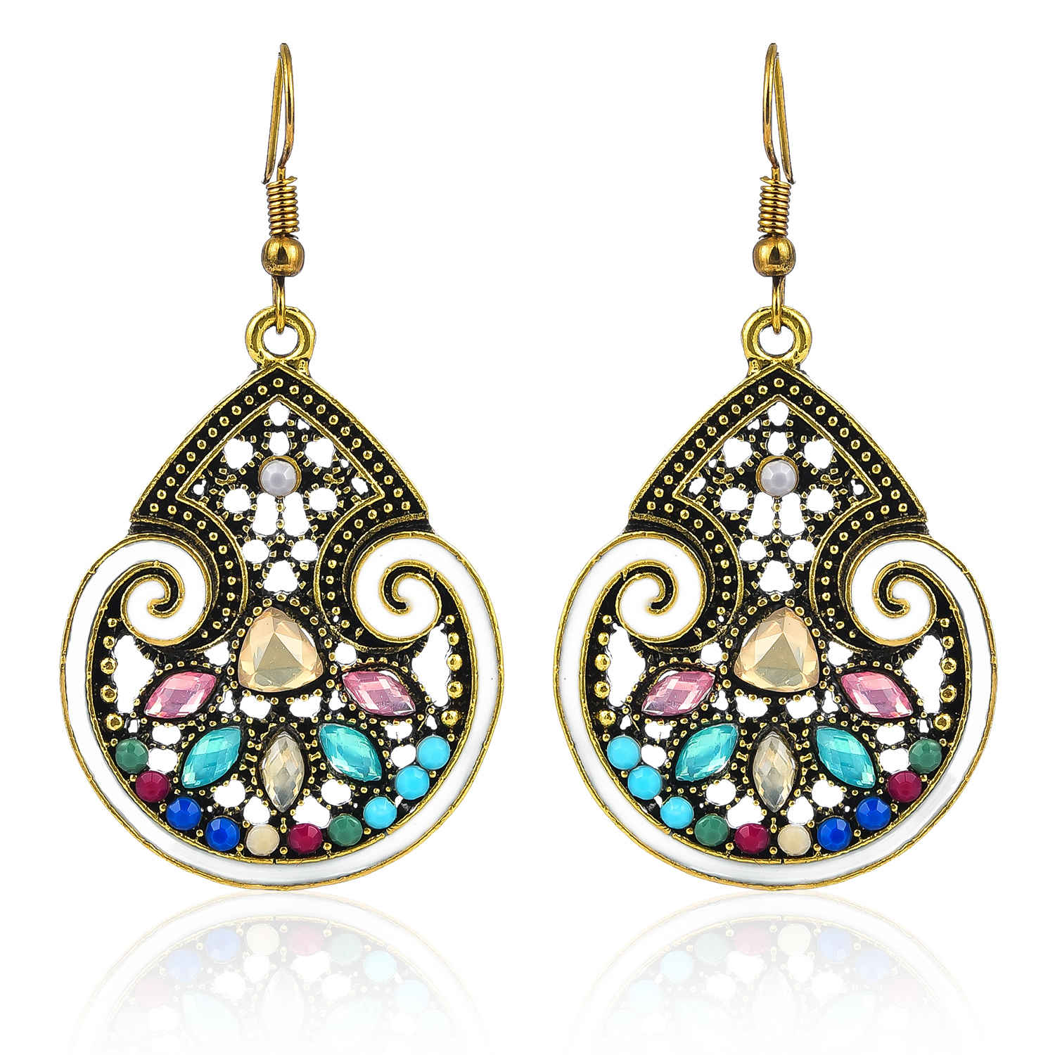 Buy Crunchy Fashion Boho Crystal & Beads Drop Earrings For Girls - Purplle