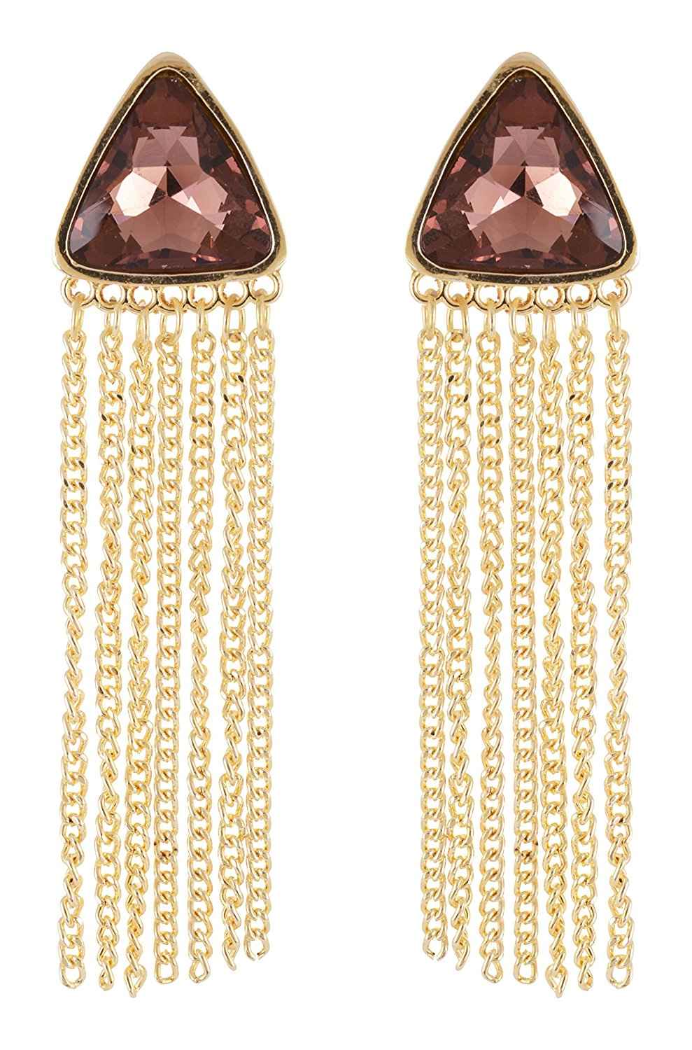 Buy Crunchy Fashion Chain Tassel Coffie Triangle Statement Earrings - Purplle