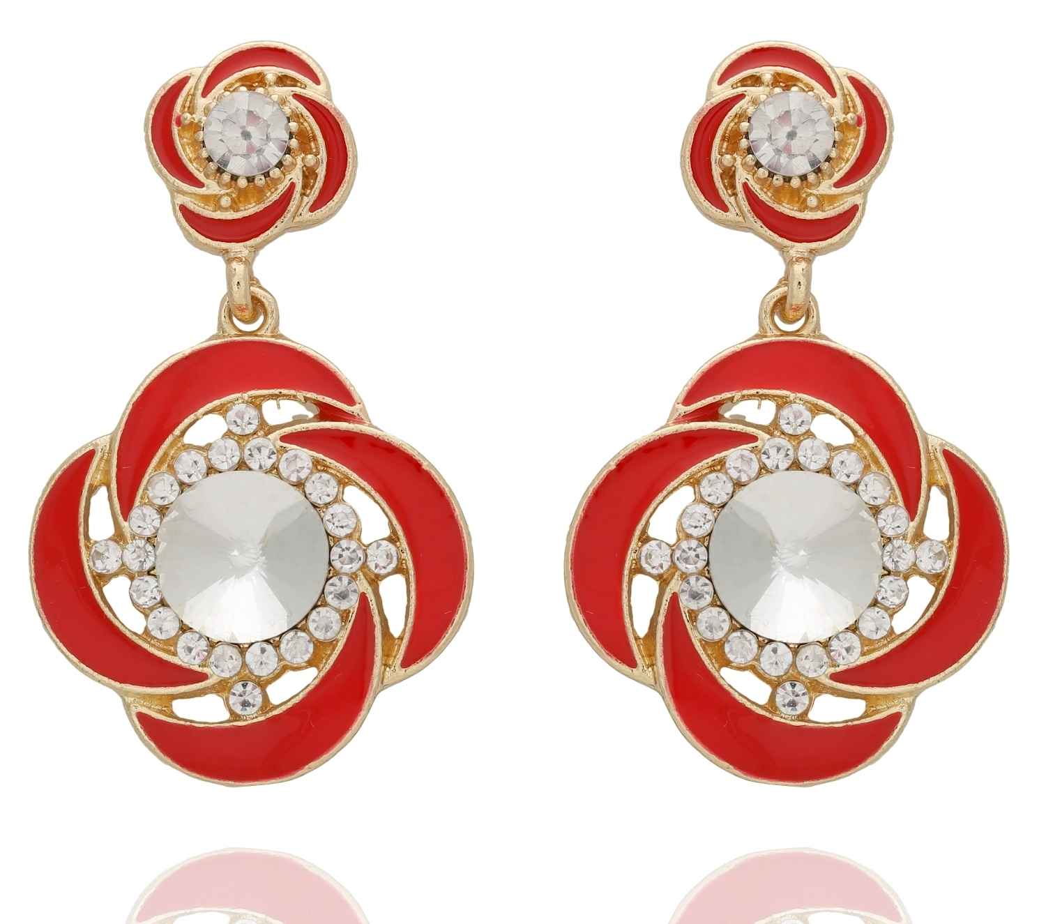 Buy Crunchy Fashion Red Gold Plated Dangler Earrings - Purplle