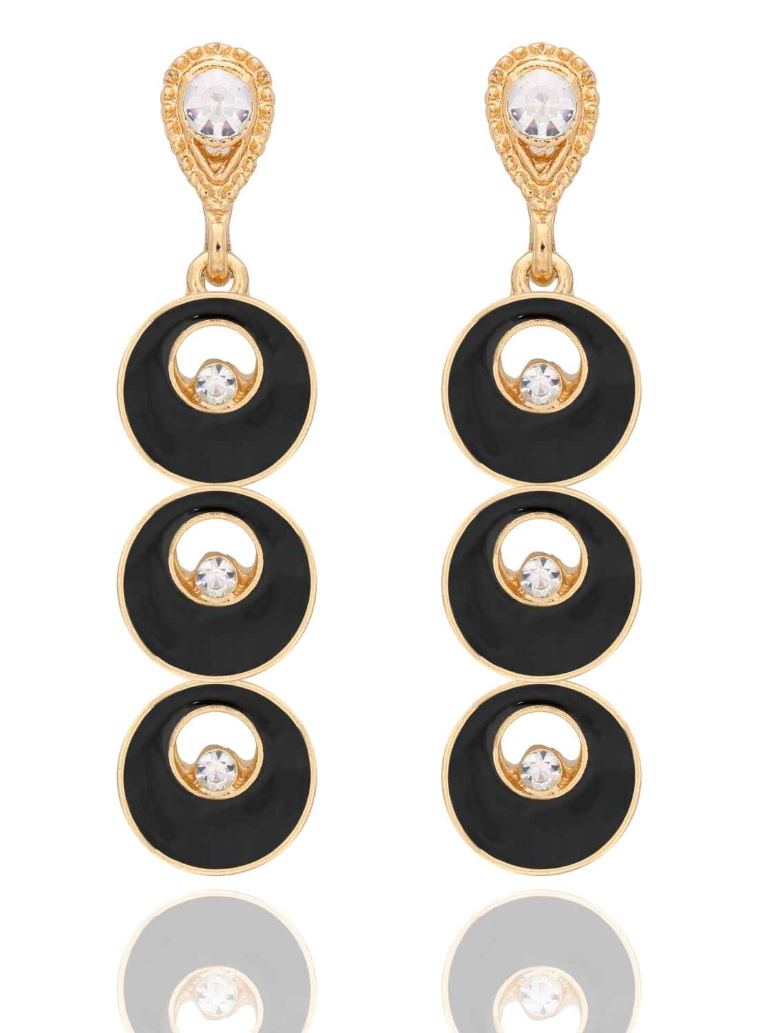 Buy Crunchy Fashion Gold Plated Black Stylish Drop Earrings - Purplle