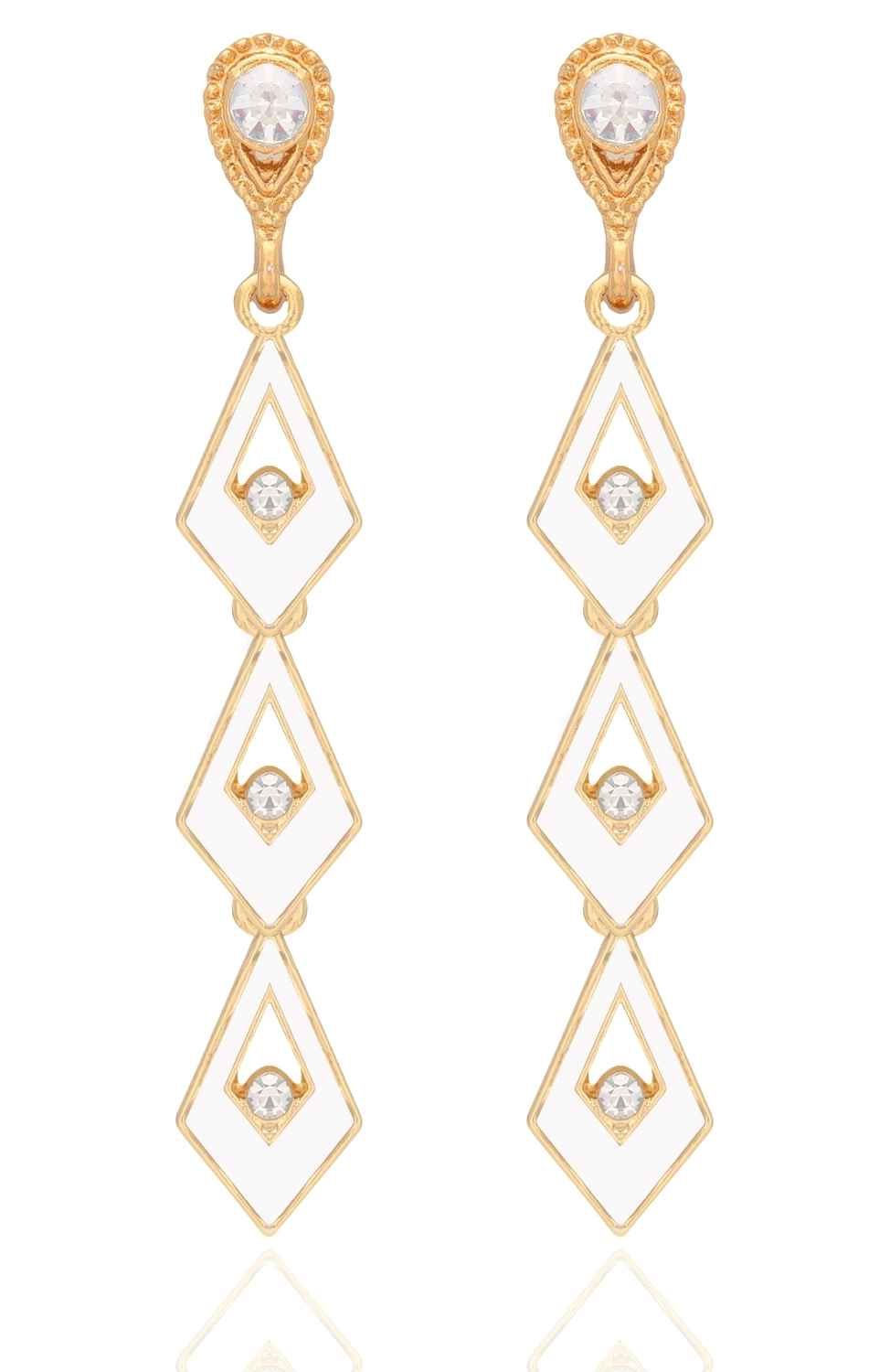 Buy Crunchy Fashion Gold Plated White Stylish Drop Earrings - Purplle