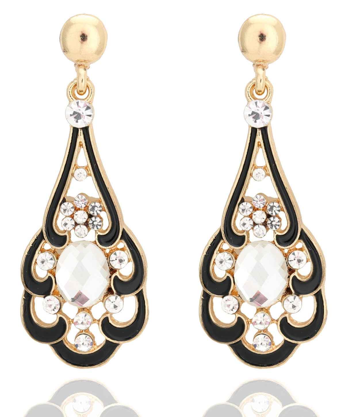 Buy Crunchy Fashion Gold Plated Black Stylish Drop Earrings - Purplle