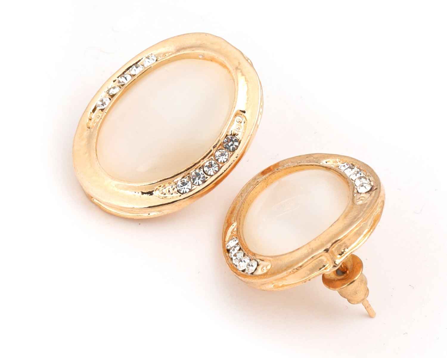 Buy Crunchy Fashion Golden Plated Opal Stud Earrings - Purplle