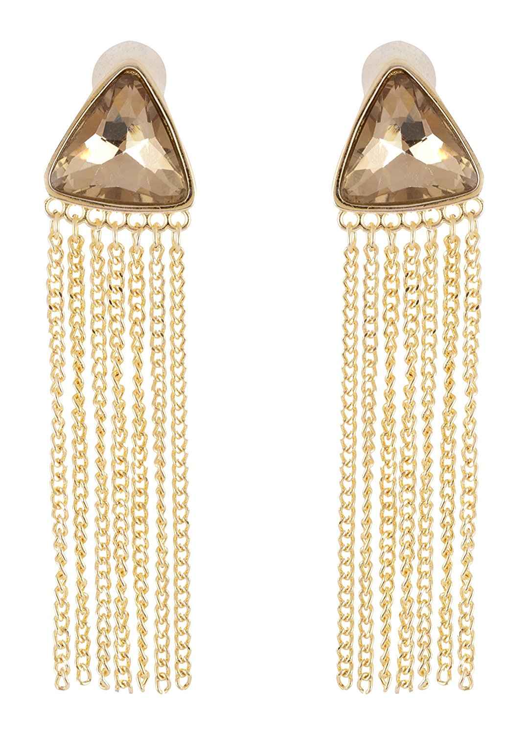 Buy Crunchy Fashion Chain Tassel Golden Triangle Statement Earrings - Purplle