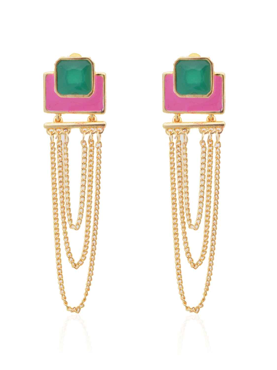 Buy Crunchy Fashion Colorrush Fuchsia Multilayer Danglers - Purplle