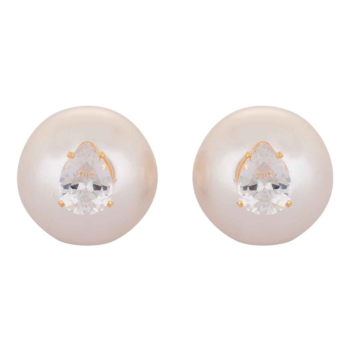 Buy Crunchy Fashion Crystal Drop Pearl Stud Earrings - Purplle