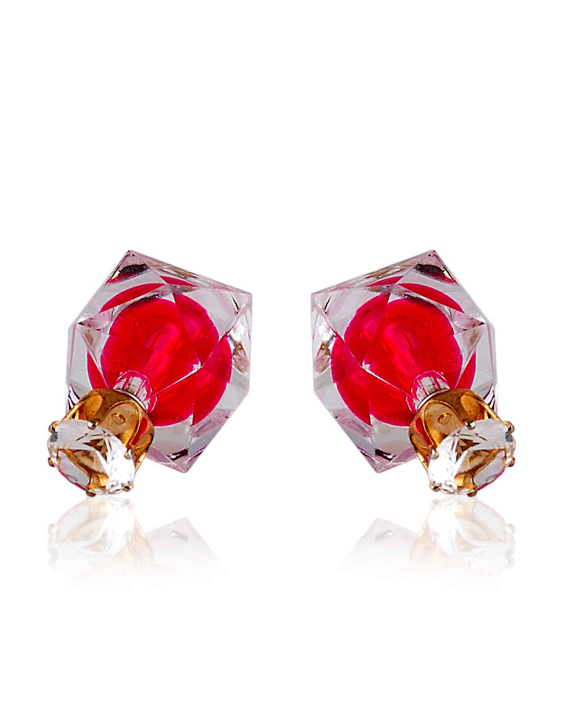 Buy Crunchy Fashion Crystal Rosy Dual Sided Earrings - Purplle