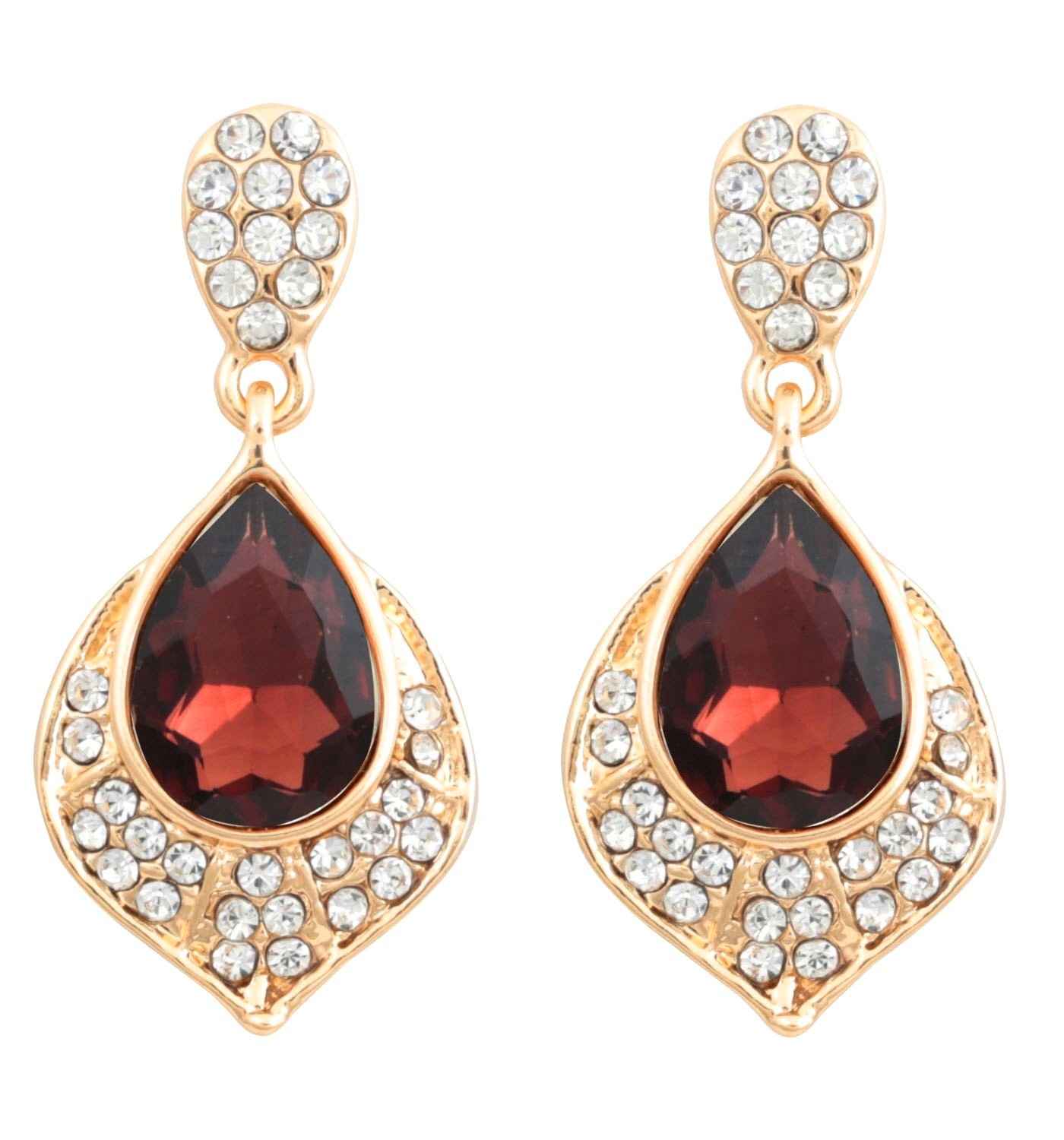 Buy Crunchy Fashion Deep Brown Crystal Drop Earrings For Girls - Purplle