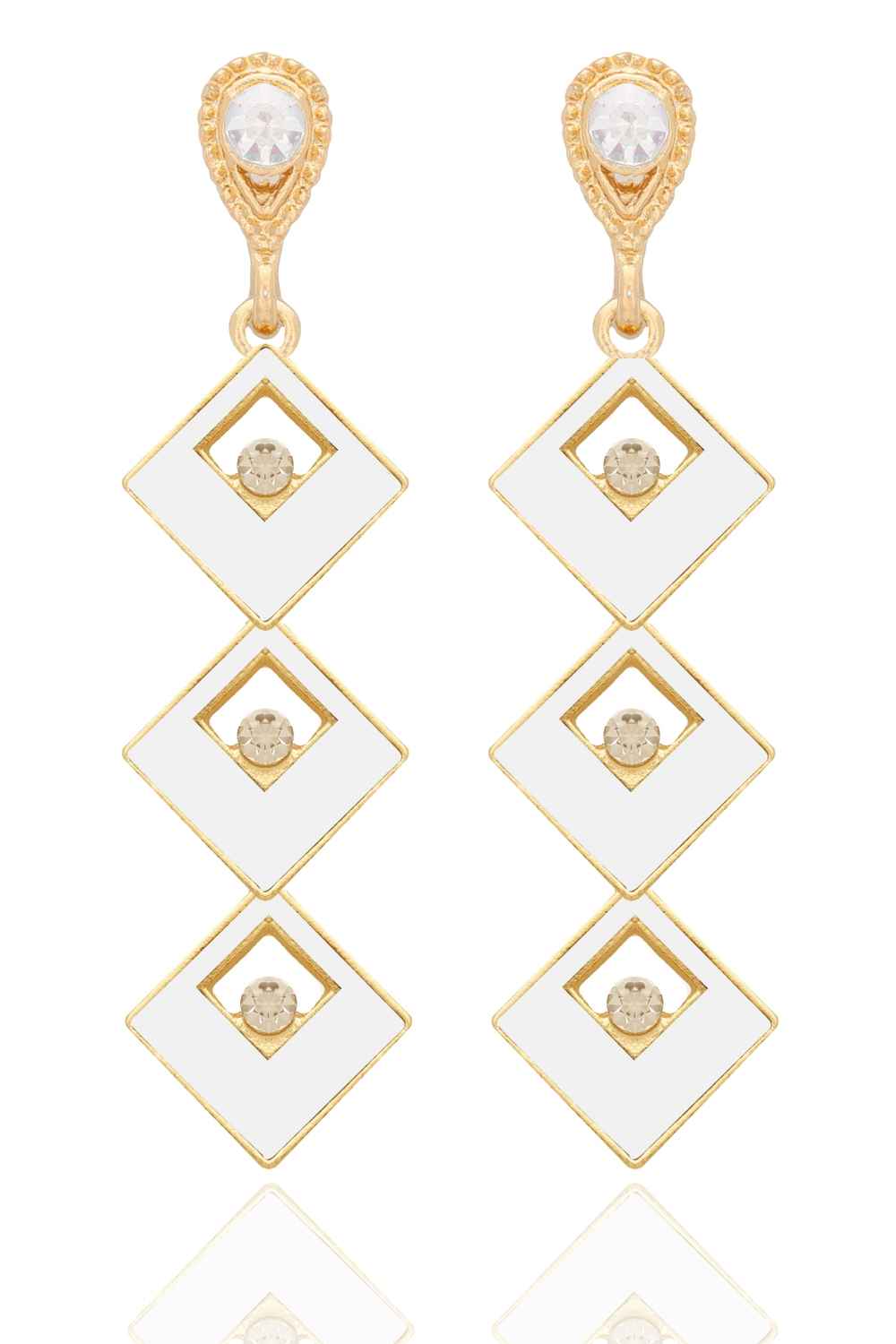 Buy Crunchy Fashion Embedded Square Dangle Earrings For Women - Purplle
