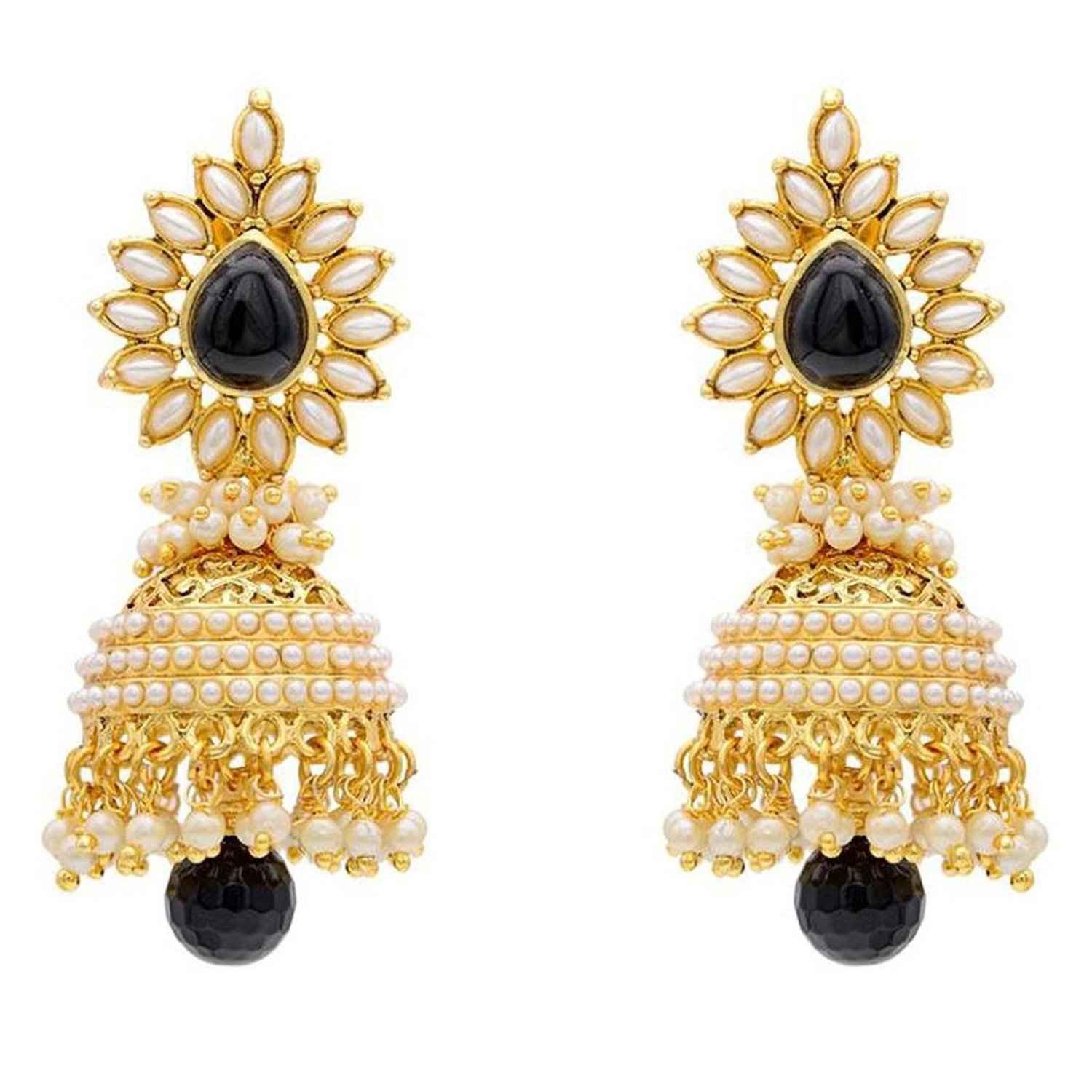 Buy Crunchy Fashion Glamour Pearly Shadowy Glorious Jhumka - Purplle