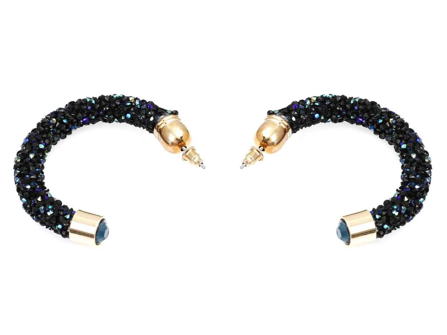 Buy Royal Bling Glittering Black Moon Style Hoop Earrings - Purplle