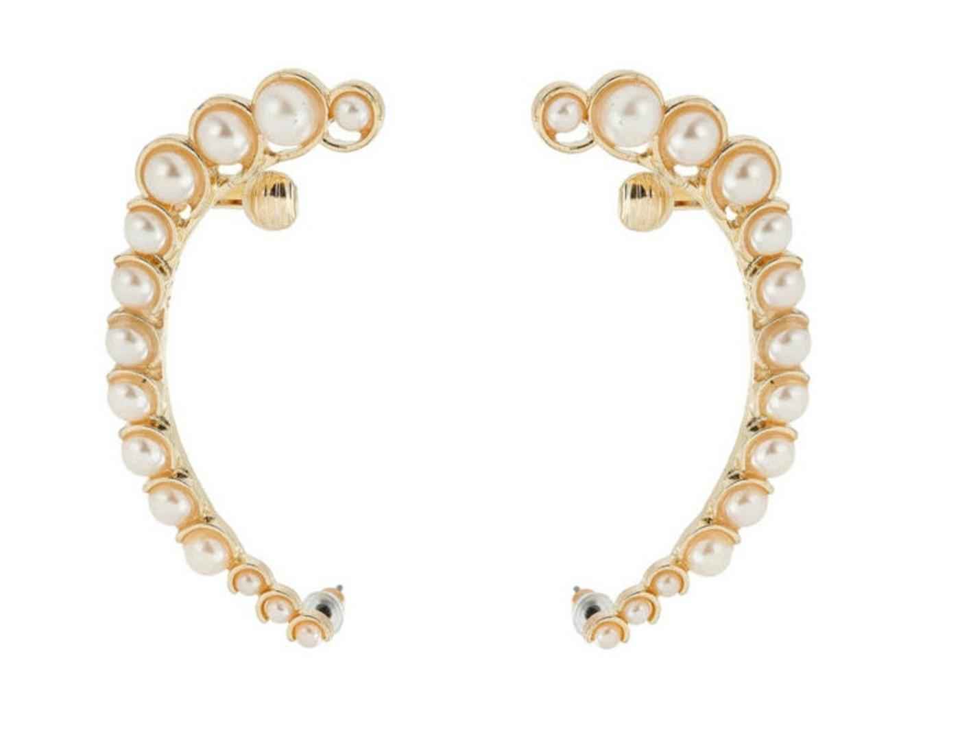 Buy Crunchy Fashion Graduated Pearl Cuff Earrings - Purplle