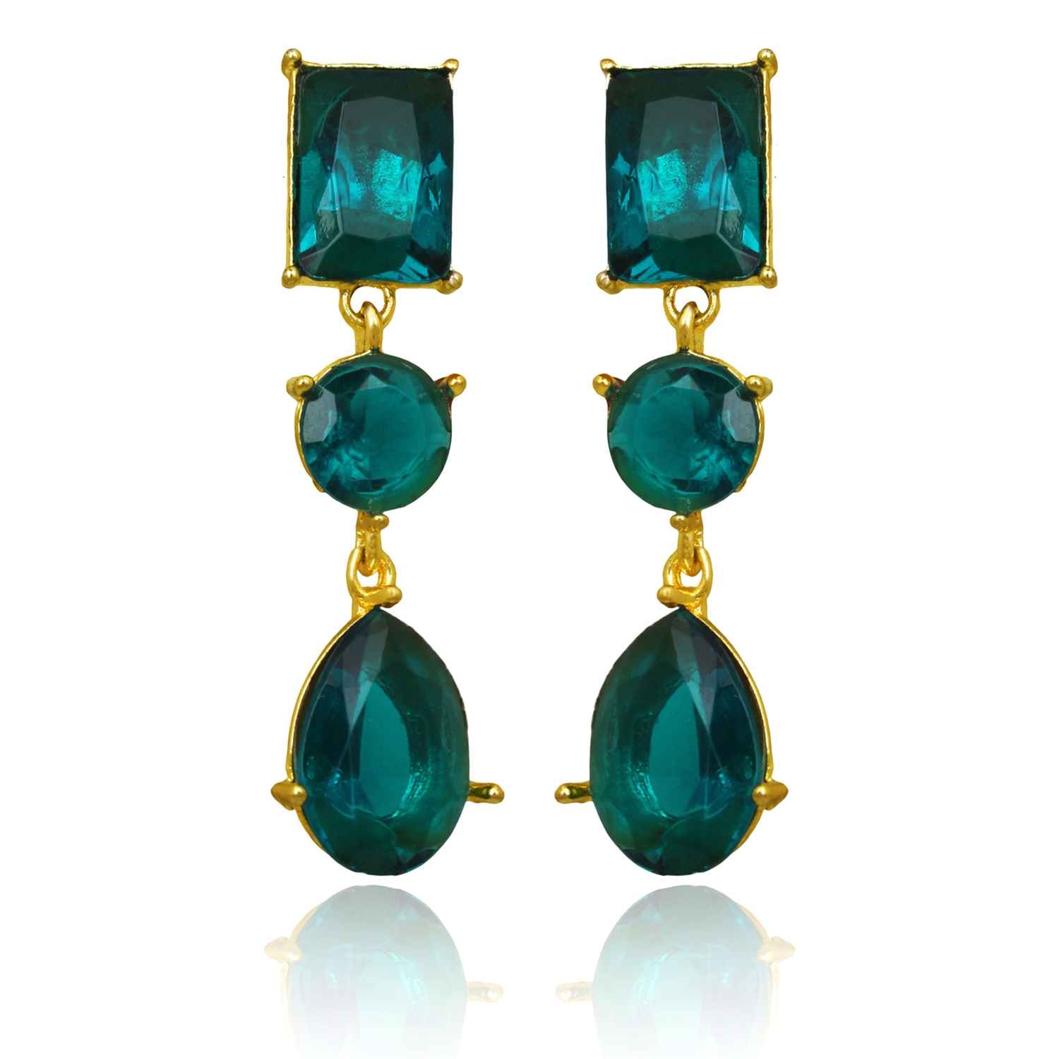 Buy Crunchy Fashion Green Crystals Chandelier Earrings - Purplle