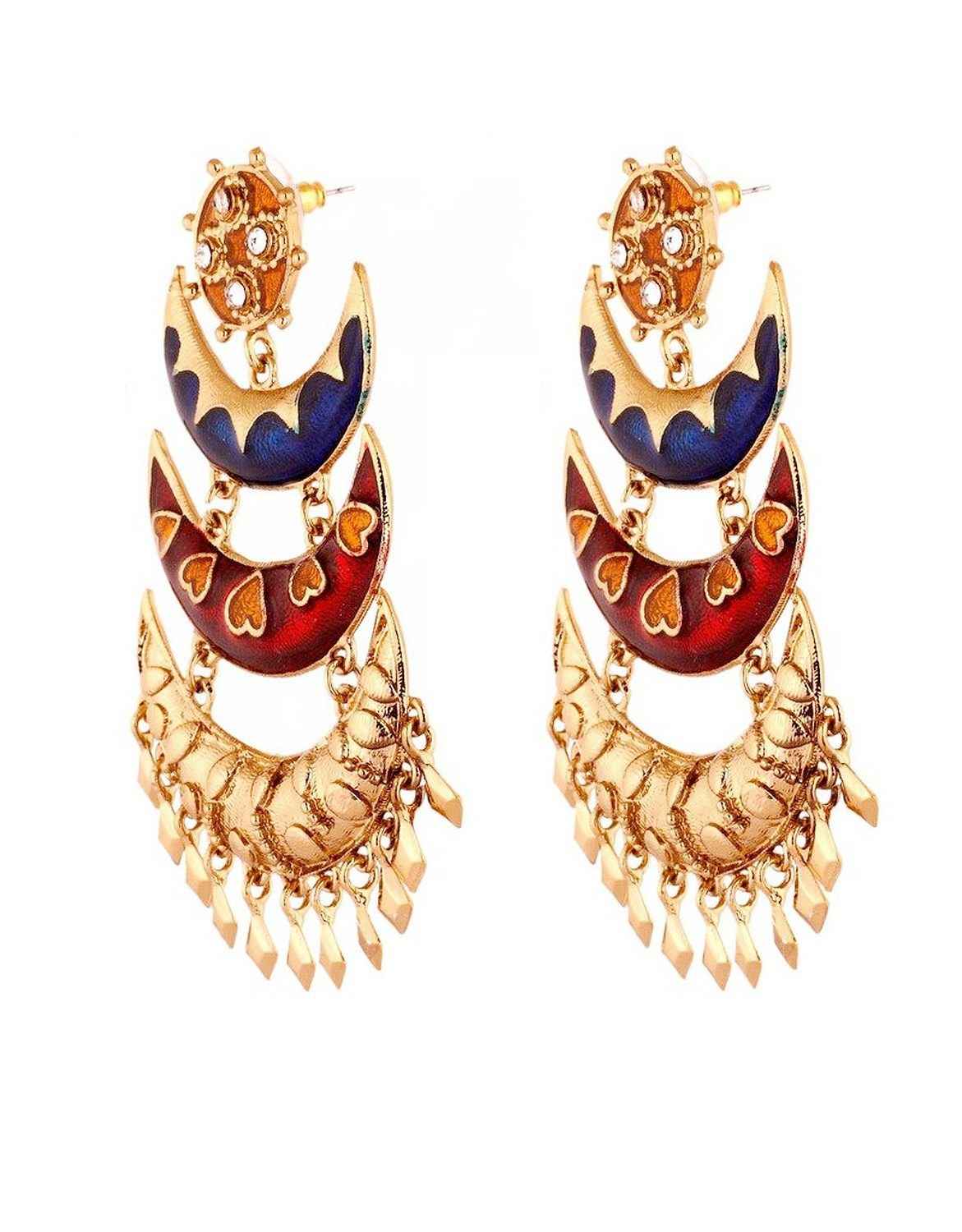 Buy Crunchy Fashion Little Hearts Multi-layer Chandelier Earrings - Purplle