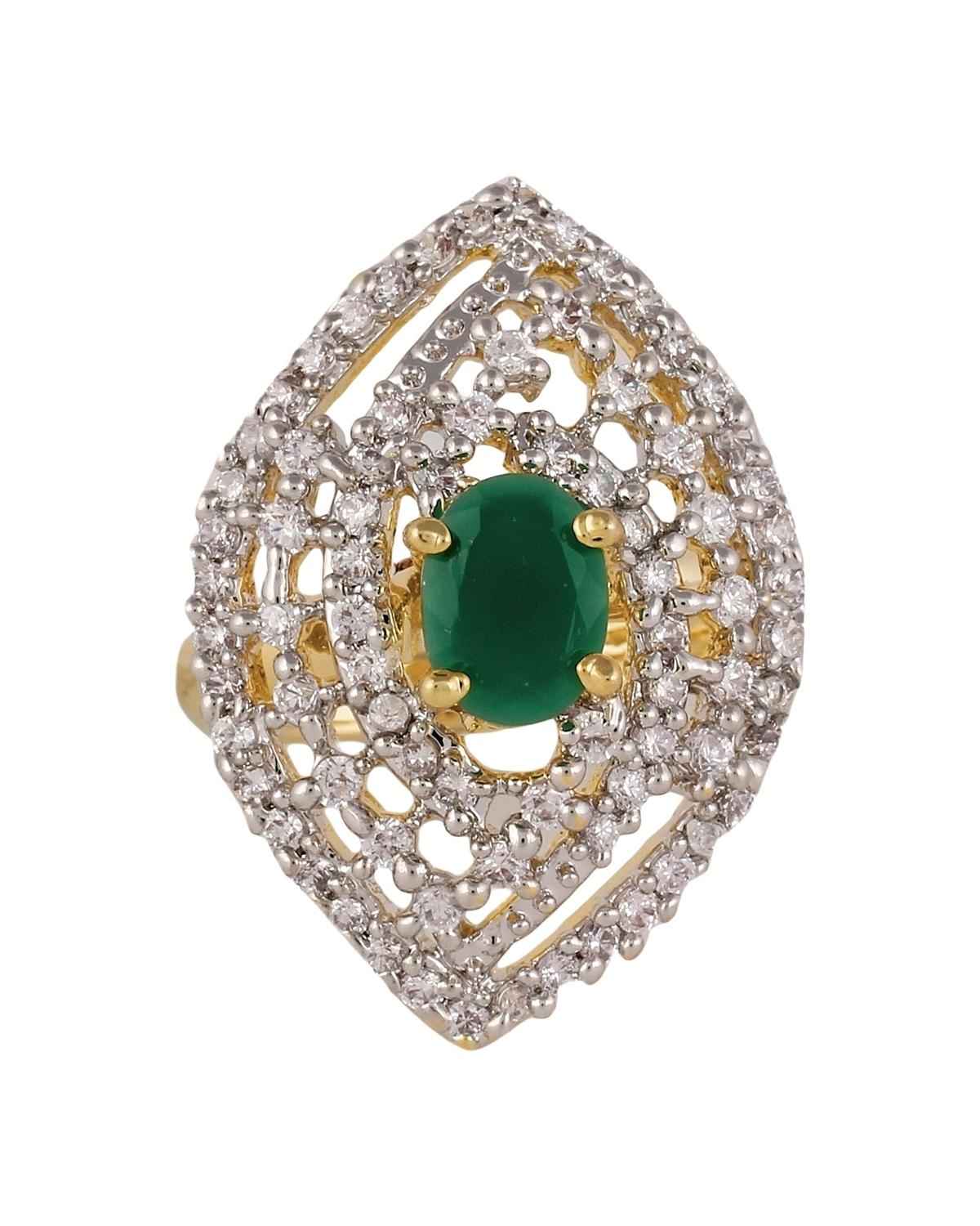 Buy Crunchy Fashion Marquise shape Green AD Ring - Purplle
