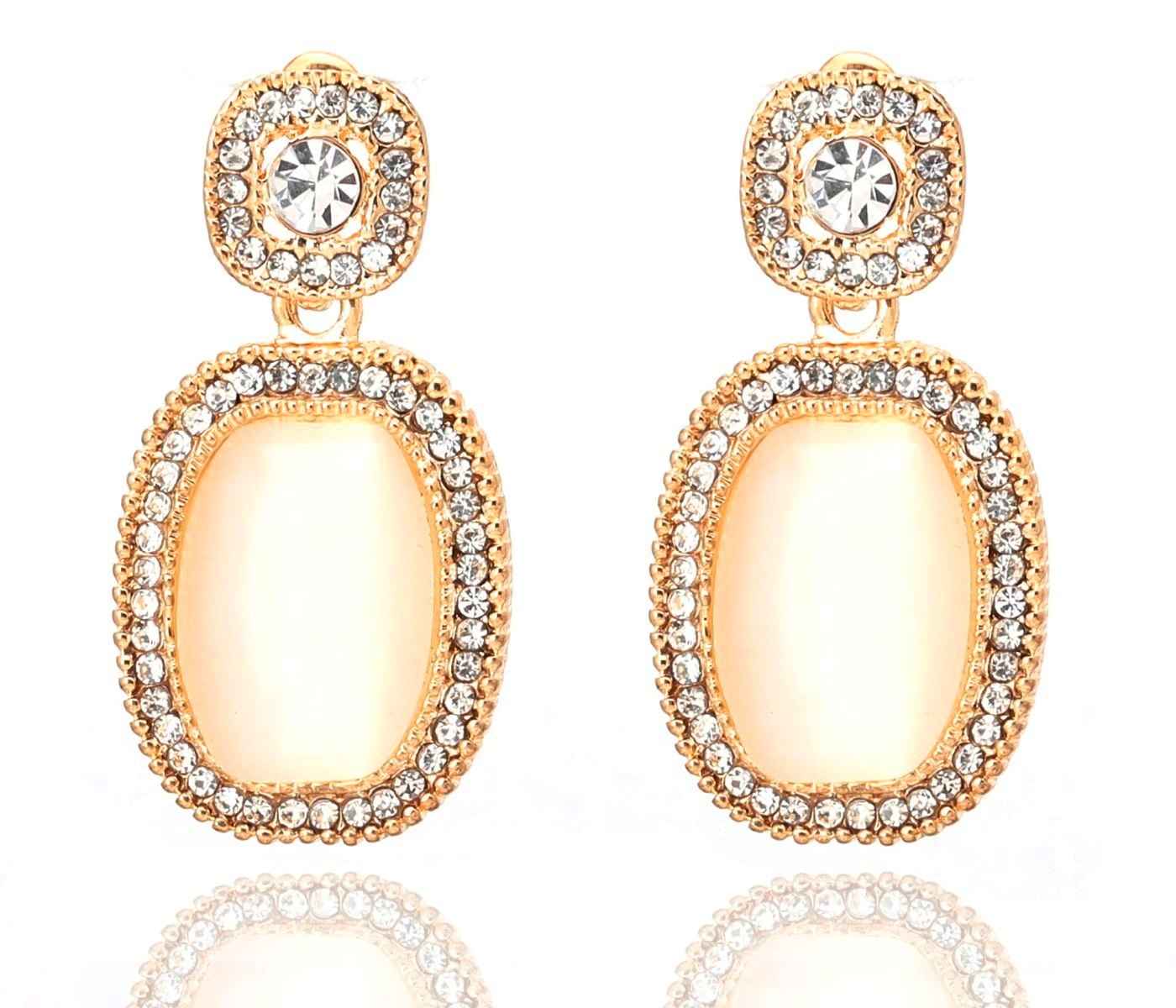 Buy Crunchy Fashion Opal Rose Gold Drop Earrings - Purplle