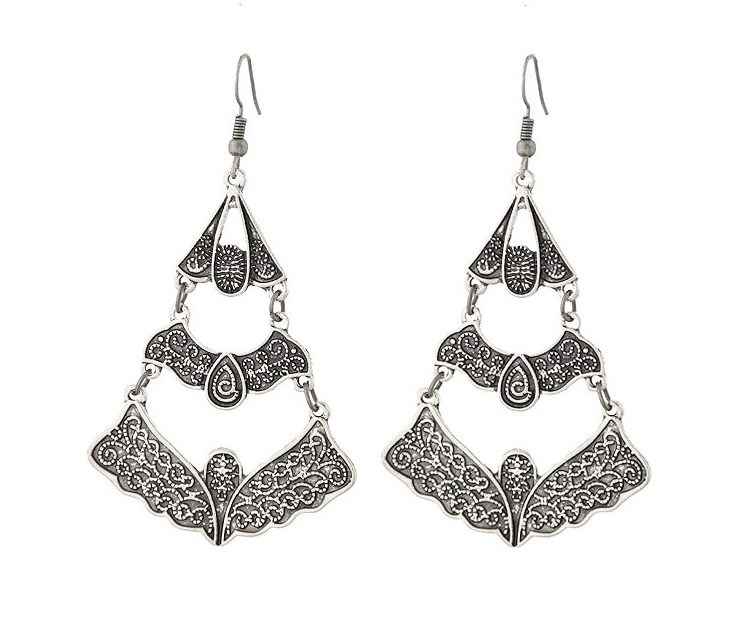 Buy Crunchy Fashion Oxidised Silver Dangle Earrings - Purplle