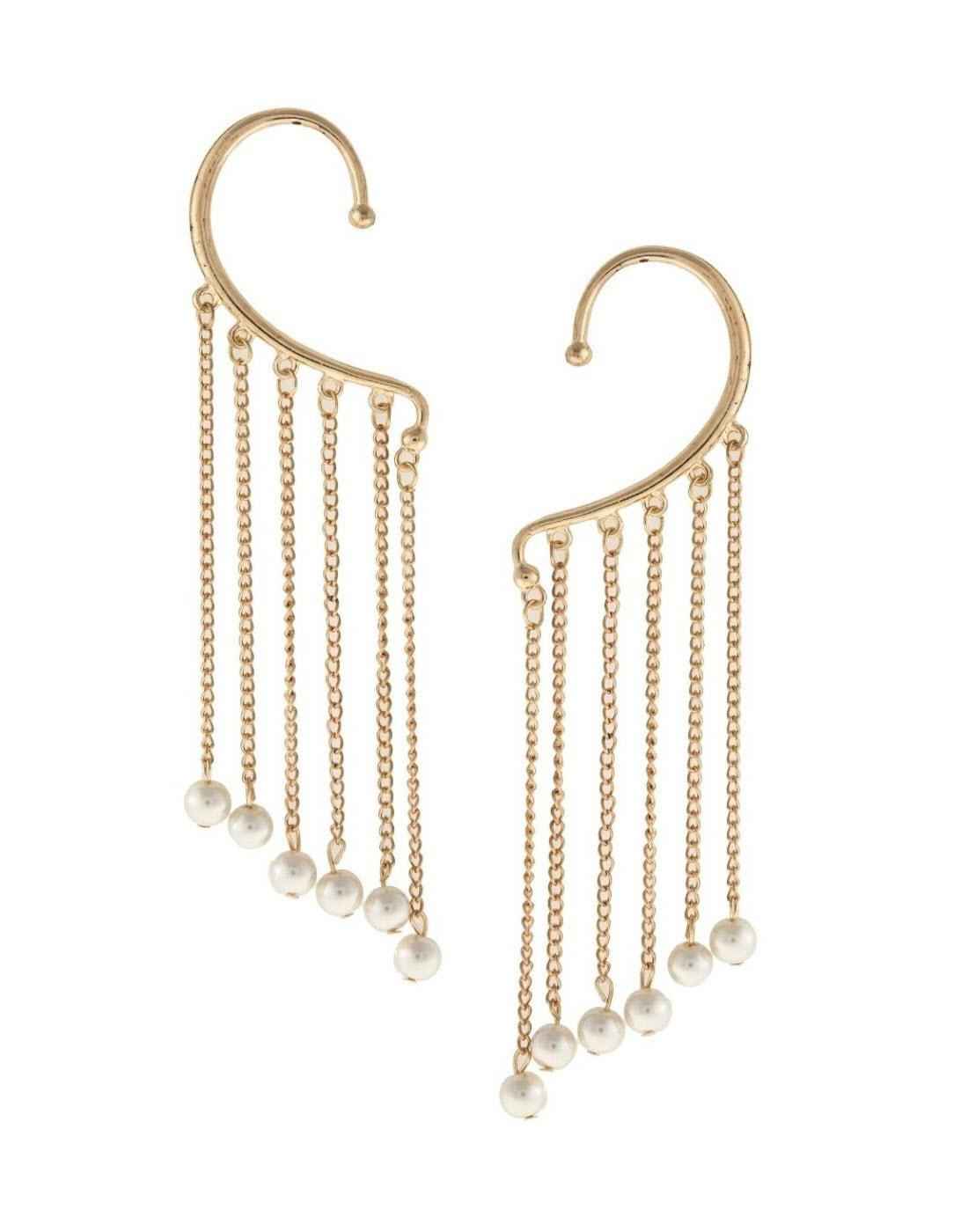 Buy Crunchy Fashion Pearl Drop ear Cuff Pair - Purplle