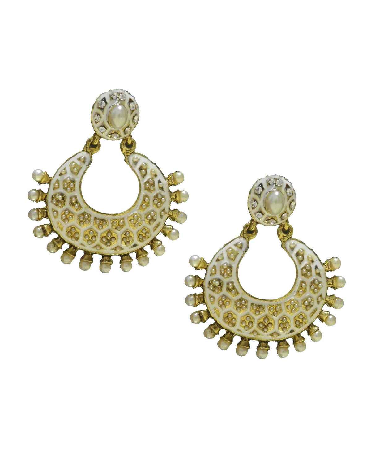 Buy Crunchy Fashion Pearl Matka Earrings-Golden-White - Purplle
