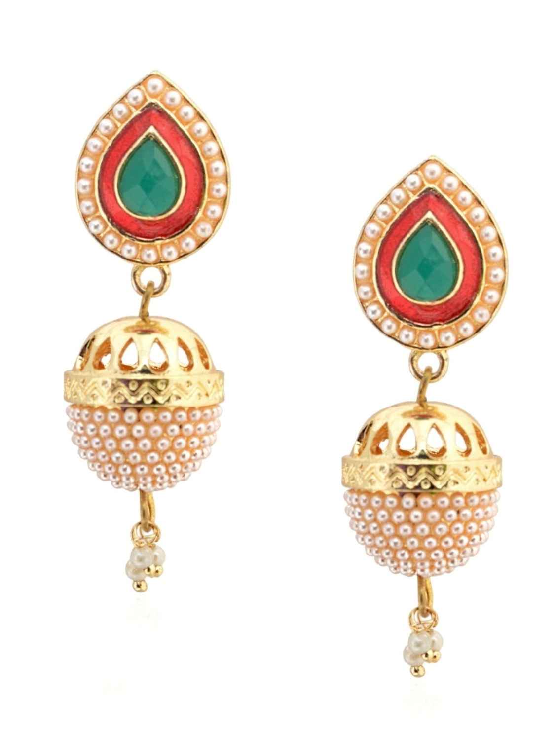 Buy Royal Bling Pearl Roundure Engrave Jhumkas - Purplle