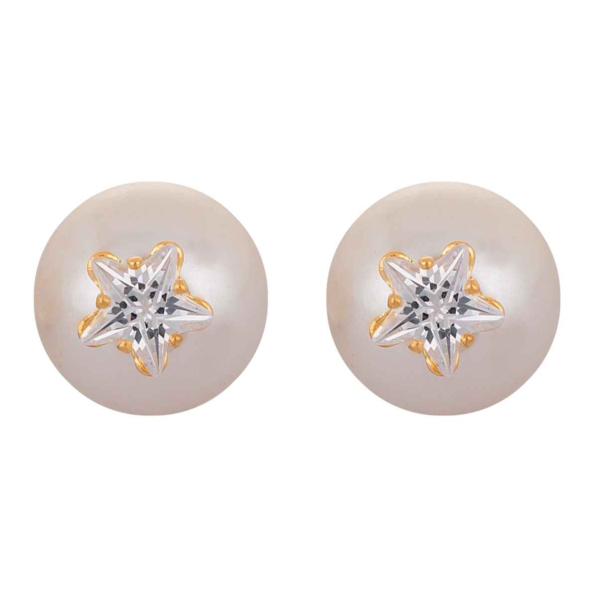 Buy Crunchy Fashion Pyramid Dual White Pearl Studs - Purplle
