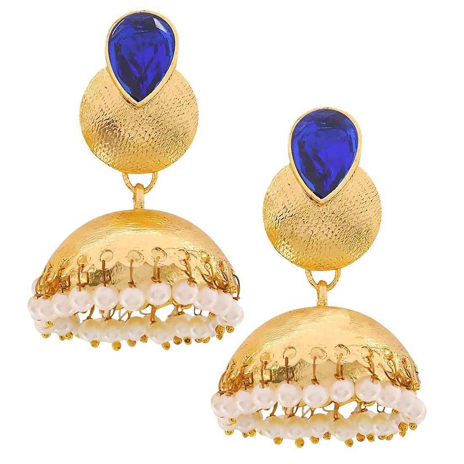 Buy Royal Bling Traditional Blue Stone Jhumka Earrings - Purplle